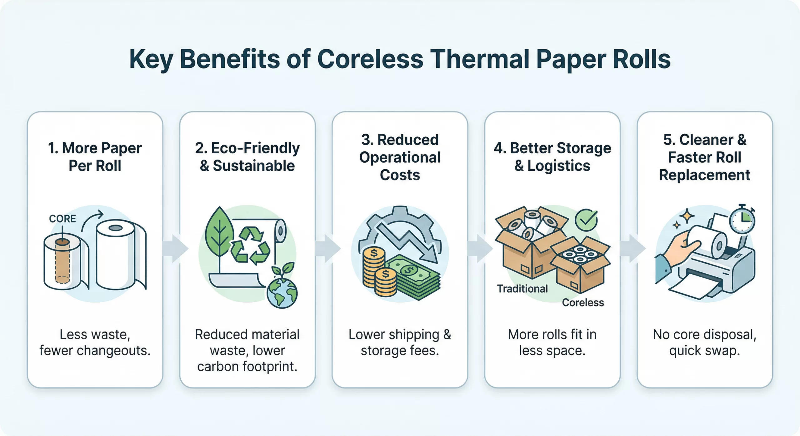 Key Benefits of Coreless Thermal Paper Rolls